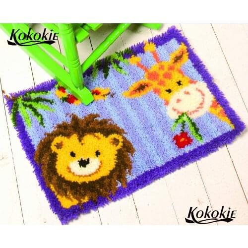 Latch hook kits rug printed canvas accessories cartoon needle for carpet embroidery handmade rug latch hook kussen knooppakket