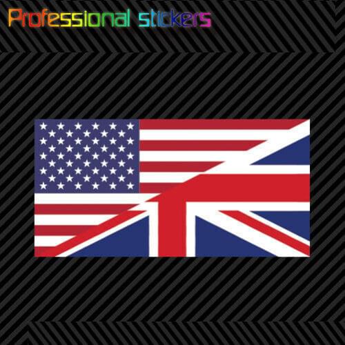 USA UK Combo Friendship Flag Sticker American United Kingdom Flag V1 Stickers for Car, RV, Laptops, Motorcycles, Office Supplies