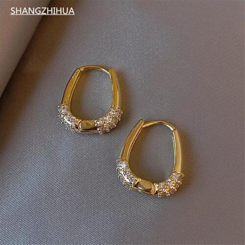 The New 2021 Classic Oval Gold Luxury Zircon Earring Exquisite Earrings for Women Unusual Party Jewelry Gift Accessories