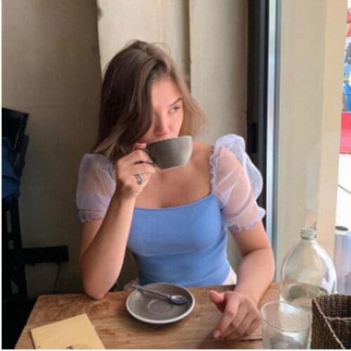 New style French retro collar super-immortal design for summer womens wear in 2019 with sensory screen yarn stitching and fluff