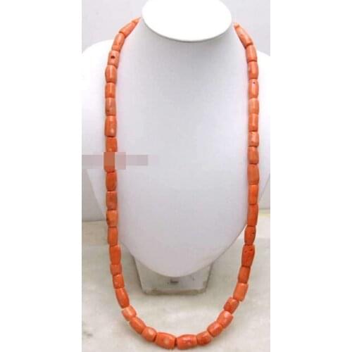 Huij 004829 GENUINE NATURAL 10-18mm graduate Thick Slice Pink Coral Necklace