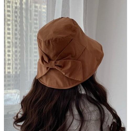 New Large Wide Brim Floppy Summer Beach Sun Hat Cap Bowknot Bucket Hats Women Autumn Ummer Hats Tourist Hat Panama Fishing Cap