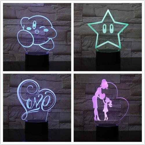 Valentines Day Gift Love Theme 3D LED Night Light 7 Color Touch USB Illusion Neon Lamp Holiday Decoration Table Light