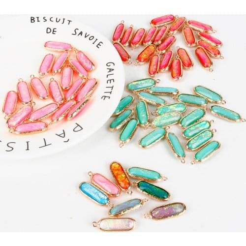 Pendant 6pcs Oval Shape Resin Copper Fashion Bright Charms for Jewelry Making DIY Necklace Bracelet Earring Findings Accessories