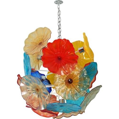 Luxury Murano Glass Art Plates Chandelier Glass Home Light Colored Crystal Plate Pendant Lamps for Livingroom Gallery Customized