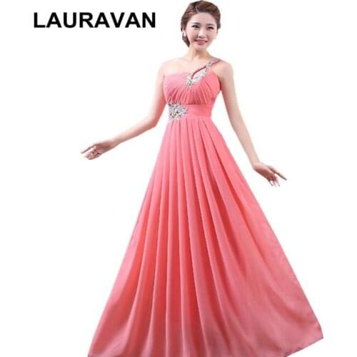 Watermelon yellow blue green purple red one shoulder chiffon elegant long prom dress formal women dresses gowns under 100