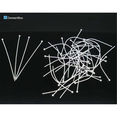 Doreen Box Lovely 300 Silver color Ball Head Pins 0.7x45mm Findings (B06047)