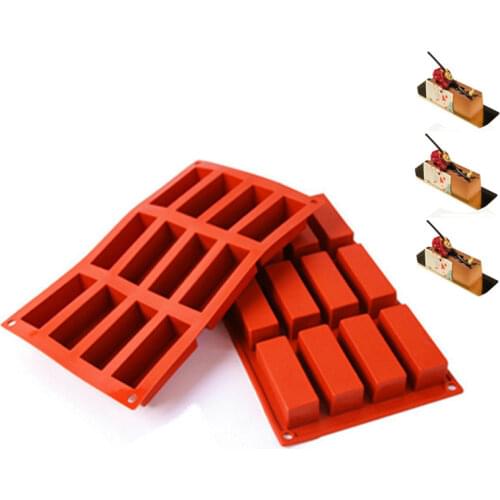 12 Cavity Mini Rectangle Shapes Silicone Cake Mold fondant Chocolate Pudding Mould Biscuit Cookie Baking Pan