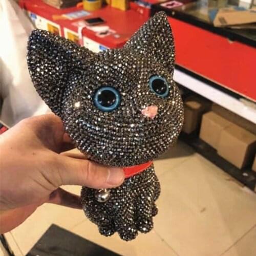 Sparkling Cat Figurine Full Rhinestones Kat Bling Kitten Cash Box Gift for Kids Home Car Decoration Accessories Kitty Lucky Cat
