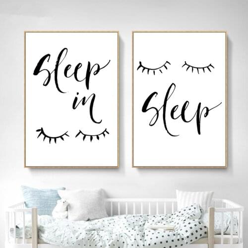 Nordic Cartoon Eyelash Art Canvas Painting Posters Quotes Prints Wall Pictures for Kids Bedroom Nursery Home Decoration LB154