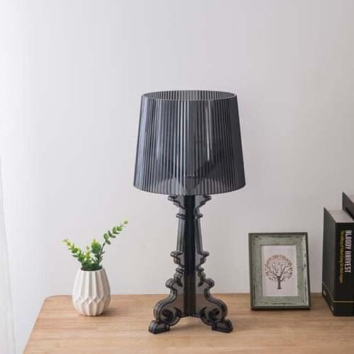 Modern Bourgie Clear And Smoky Black Acrylic Table Lamp For Living Room Bedroom Home Furniture Decor Decorative Desk Lamps