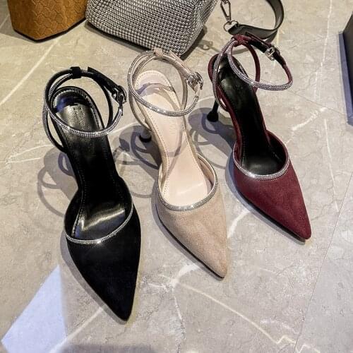 Rhinestone Buckle Heels Women Wedding Shoes Fashion Oversized Shoes Women Sandals