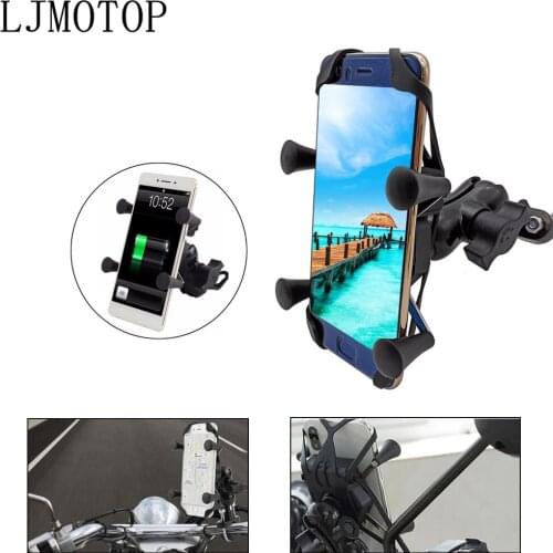 Universal Motorcycle phone holder Chargeable Wired USB 360 Rotation For Suzuki Bandit 650S GSF1200 1500 650 BANDIT DL650