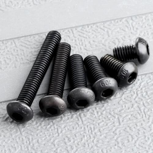 50Pcs Black Iron Round Head Hex Socket Cap Screws Bolt Tornillos Para Madera Furniture Fastener M6*10mm/12mm/16mm/20mm/30mm/40mm
