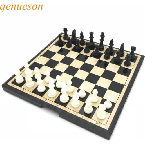 High Quality Chess Magnetic Mini Portable Plastic Chess Set Board Games For Friends Childrens & Kid Entertainment Gift qenueson