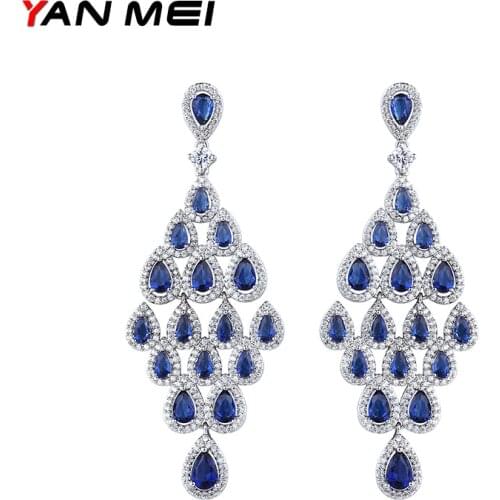 YAN MEI 2017 New Design Waterdrop Cubic Zirconia Earring Romantic Dangle Earrings GLE6513