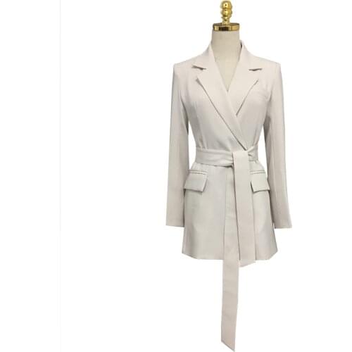 New Spring Autumn Women Long Sleeve Without Buckle Casual Blazers Solid Sashes Female Slim Office Ladies Formal Blazers Outwear