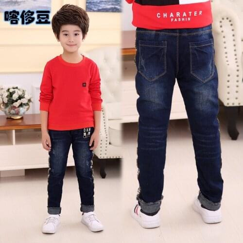 2018 Winter Kids Pants Girls Baby Boys Jeans Thick Children Jeans for Boys Kids Casual Denim Pants Toddler Kids Clothing 5-12Y