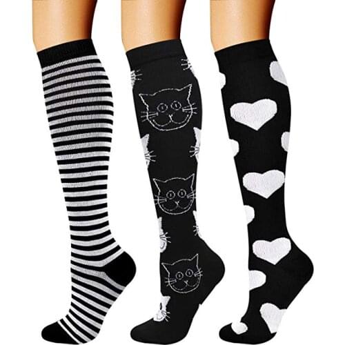 24 Style New Compression Socks Women Best Running Athletic Sports Crossfit Flight Travel Nurses Running Athletic Stocking