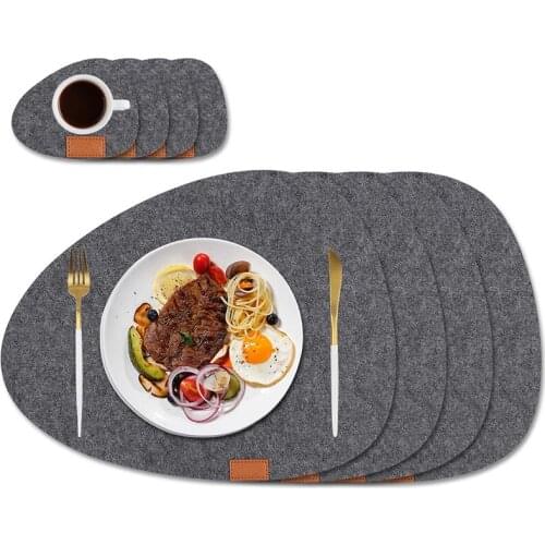 4Pcs Felt Placemat Washable Coaster Anti-Slip Dining Table Heat Insulated Pad Mat Coaster