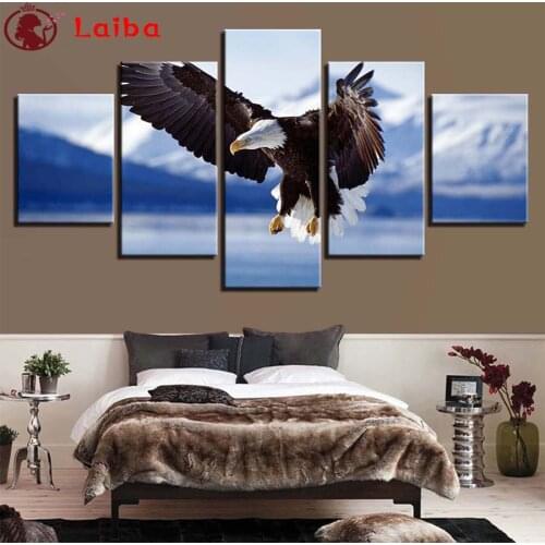 Diy diamond embroidery Modern animal art, flying eagle diamond painting full square round drill diamond mosaic art home 5pcs
