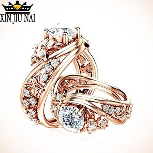 White Round Zircon Women Ring Rose Gold Charming Butterfly Shape Wedding Engagement Ring Bride Dance/party/party Jewelry anel