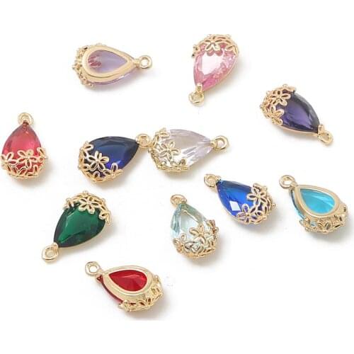 1Pcs 9x16mm Shining Gem Zircon Crystal Charms For DIY Earrings Bracelet Necklace Pendants Jewelry Making Accessories Supplies