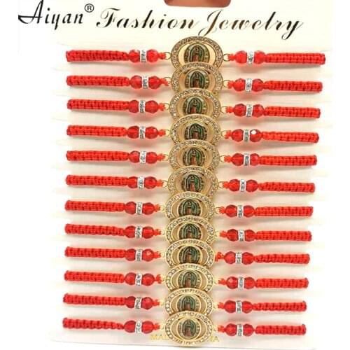 12 pieces Virgin Maria and Father Hand-woven Bracelet With Picture Drop The Oil Can Worn By Men And Women As Gifts