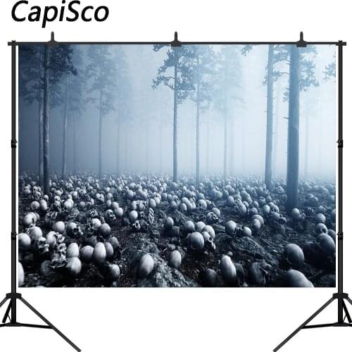 Capisco background photography Halloween horror Misty Forest skull tree backdrop professional photocall studio props customize