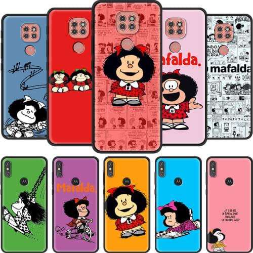 Phone Case for Motorola Moto G9 Play One Fusion Plus G8 Power G Stylus Hyper E7 Edge Lite Black Cover Mafalda