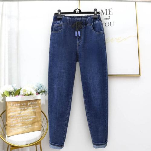New special design elastic boyfriend for women jeans woman plus size loose jeans high waist stretch denim haren pants femme