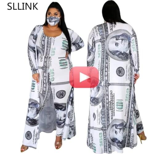 European and American Fall/Winter Hot-Selling Fashion Trend New Dollar Printing Jumpsuit Cloak Womens Suit