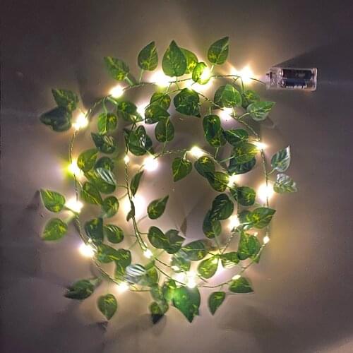 2M 30 LED Artificial Plants Garland Light Green Leaf Ivy Vine Fairy String Lights DIY Hanging Fake Leaves Lamp For Home Decor