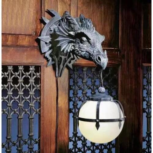 The Dragons Head Droplight Medieval Vintage Chandelier Halloween Decoration Props