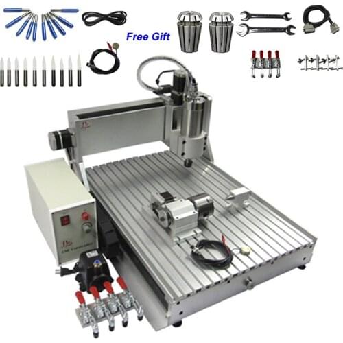 Hobby 3d cnc router 6040 Z-VFD 2.2KW spindle 4 axis milling Engraving Drilling carving machine wood stone metal aluminum