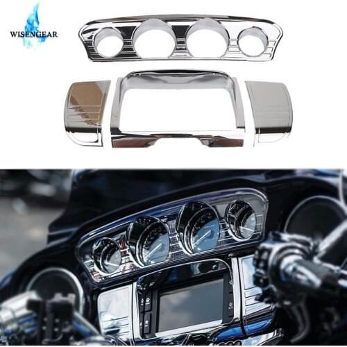 Motorcycle Chrome Deluxe Tri Line Stereo Trim Cover For Harley Touring Electra Glide FLHX CVO Special FLHXS 2014 2015 2016 2017