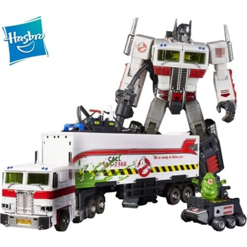 Hasbro Transformers Series Ghostbusters MP-10 Optimus Prime with Car Cool Transformable Doll Desktop Decorations Gift Collection