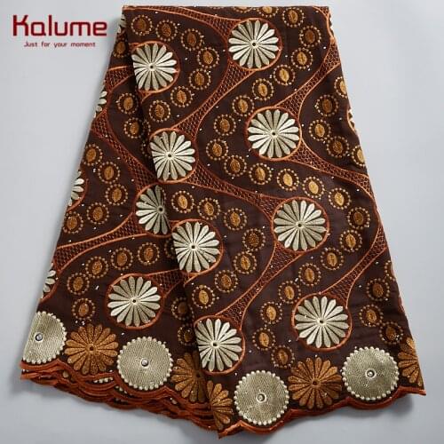 Kalume African Cotton Lace Fabric High Quality Nigerian Lace Fabric Stone Swiss Voile Lace In Switzerland For Women Party H2326