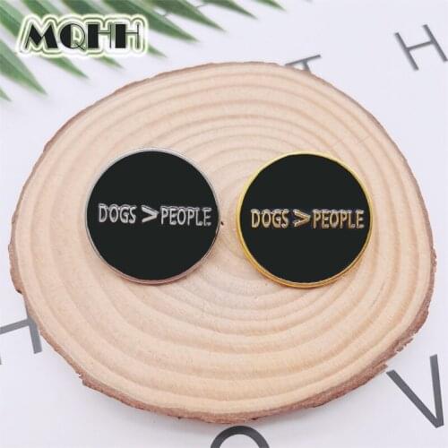 Creative Fun Black Round Enamel Pins Personality Letters Gold Silver Alloy Brooch Badge Clothes Accessories Jewelry Gifts
