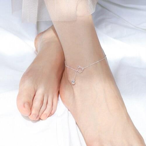 MIQIAO 925 Sterling Silver Cat Bell Anklets For Women Jewelry Leg Bracelet Foot Chain Summer Beach Accessories Female Fashion