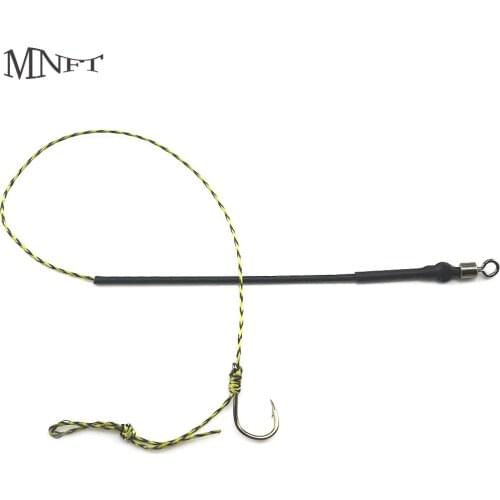 MNFT 4 Set/Pack Carp Fishing Hair Rigs Handmade Leader Coated Braid line Barbed Sharp Hook Size 7# 8# 9# 10# 11# 12