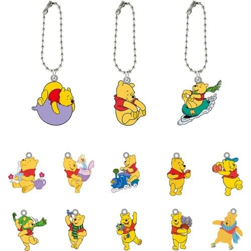 Disney Fashion and Fun Winnie the Pooh Pattern Wallet Car Keychain Acrylic Features Fashionable Ornament Keychain For Friends