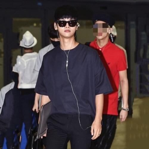 New Mens summer star same half sleeve Navy shirt middle sleeve round neck dark placket shirt