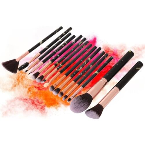 15Pcs Marble Makeup Brushes Set Cosmetic Eye Shadow Foundation Blush Blending Women Professional Beauty Make Up Brush Tools