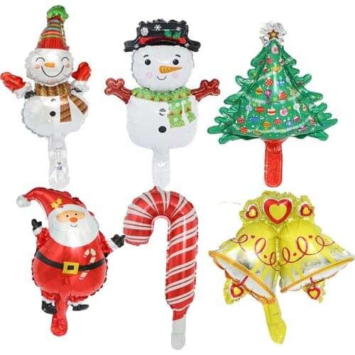 Wholesale 50Pcs Christmas Foil Balloons Merry Christmas Balloons Snowman Tree Bell Christmas Crutches Xmas Party Decoration Ball