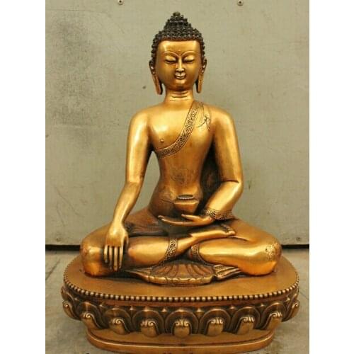 Wholesale factory 15" Buddhism Tibet Bronze Copper Auspicious Shakyamuni Sakyamuni Buddha Statue AE1024