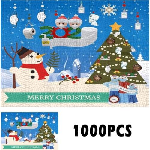 Jigsaw Puzzles 1000 Pieces Wooden Assembling Picture Santa High Difficulty Puzzle Toys For Adults Christmas Gift