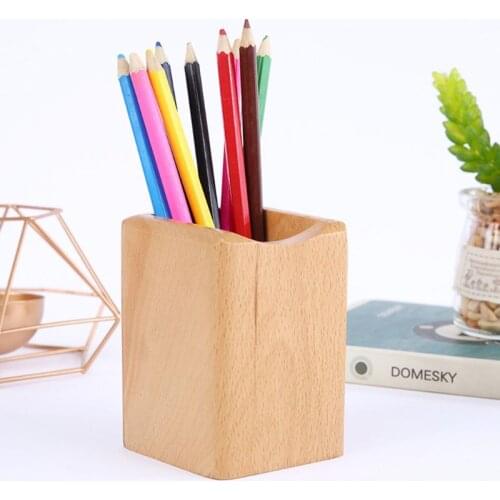 Natural Wooden Pen Pencil Holder Multiple-use Desk Organizer Storage Box Desktop