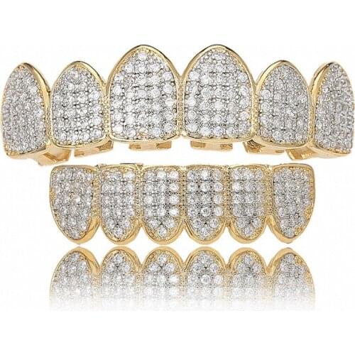 2021 New Hip-hop Street Jewelry Micro-inlaid Zircon Braces Vampire Teeth Dental Grills Fashion Body Jewelry for Young People