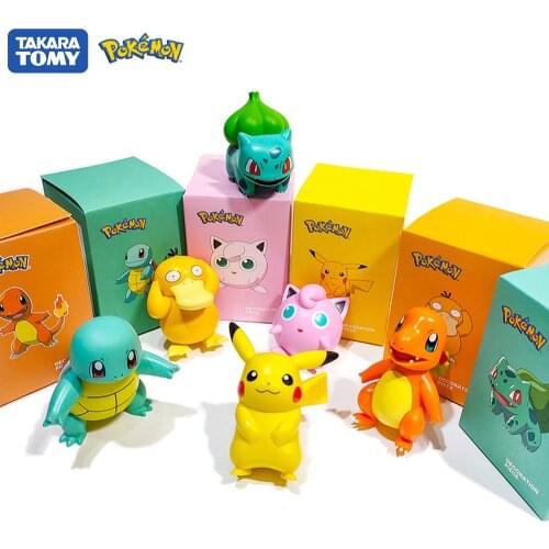 POKEMON Charmander Cleffa Pikachu Bulbasaur Squirtle Psyduck Pocket Monster Poké Model Action Figure One Piece Toy For Kids gift